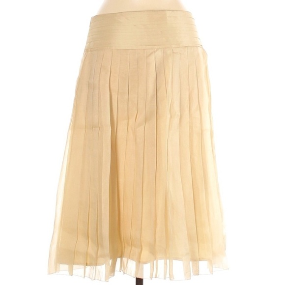 𝅺ROBERT Rodriguez Beige Silk Pleated Skirt Size 6 - Picture 2 of 6
